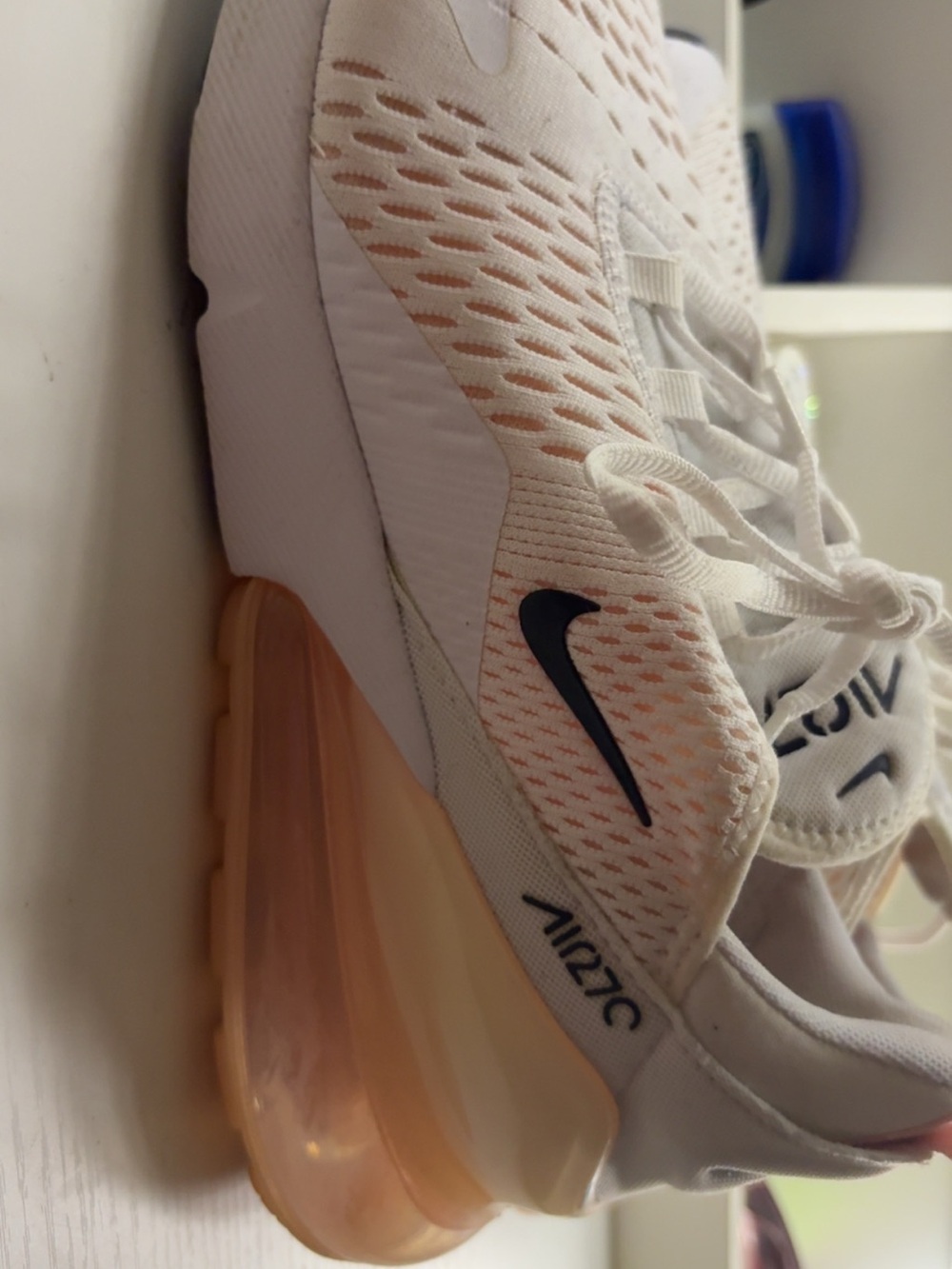 Nike Womenβs Air Max 270 White & Peach Sneakers